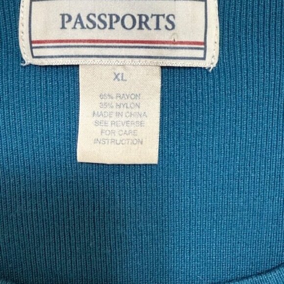 Passports Blue Tank Top Women XL Pink  Ribbed Stretch  Cotton Pullover - Picture 3 of 8